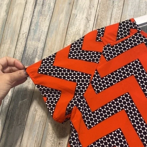 ELLIE Crisscross Back Red printed Blouse | Size small - Picture 9 of 12